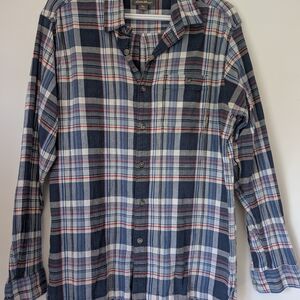 Eddie Bauer Blue and Red Casual Button Down Shirt